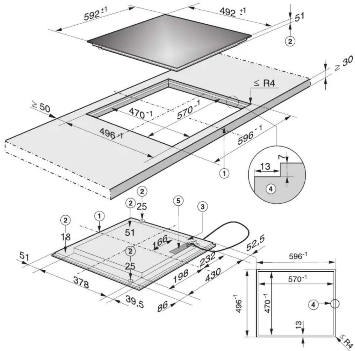 MIELE KM 6315 - Einbaumaße - 1