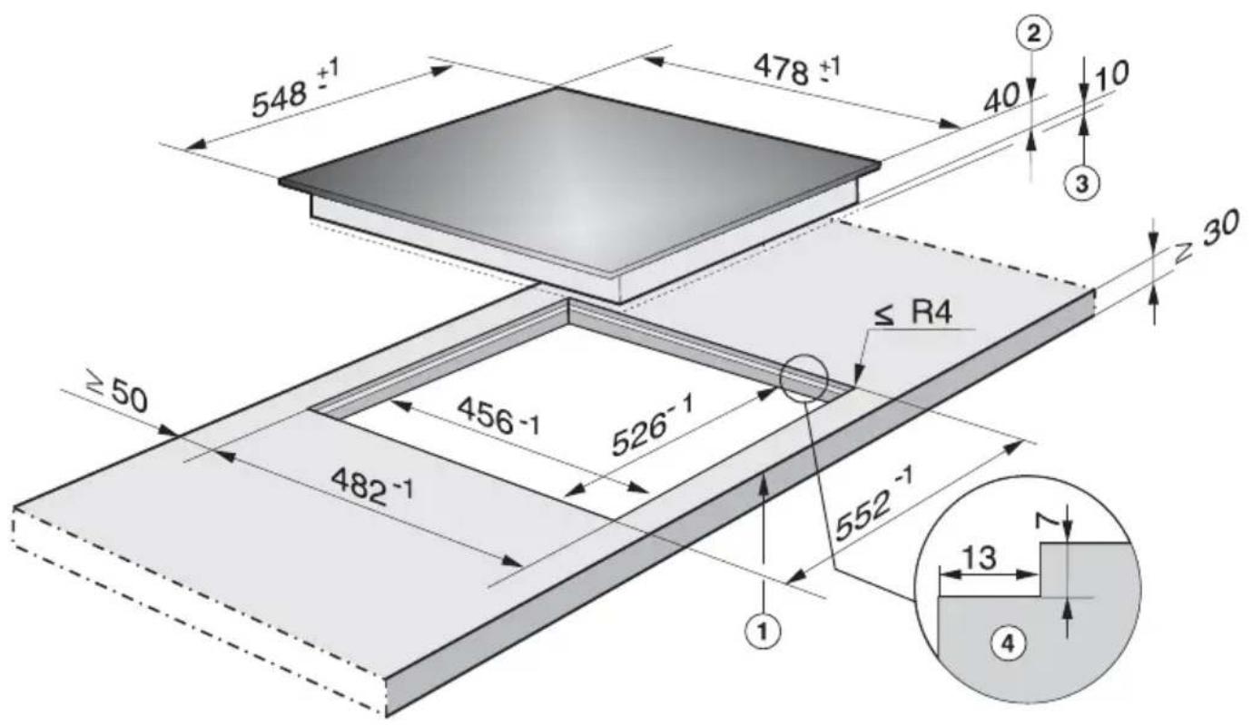 MIELE KM 6002 - Einbaumaße – flächenbündig - 1