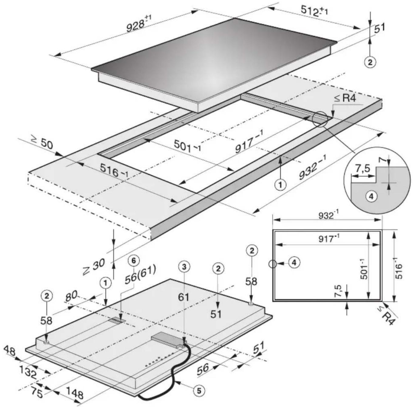 MIELE KM 5997 - Einbaumaße - 2