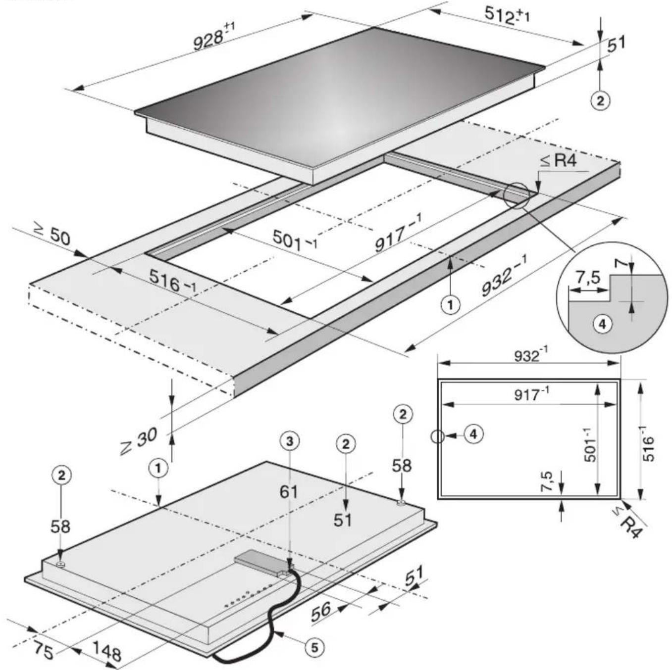 MIELE KM 5997 - Einbaumaße - 1