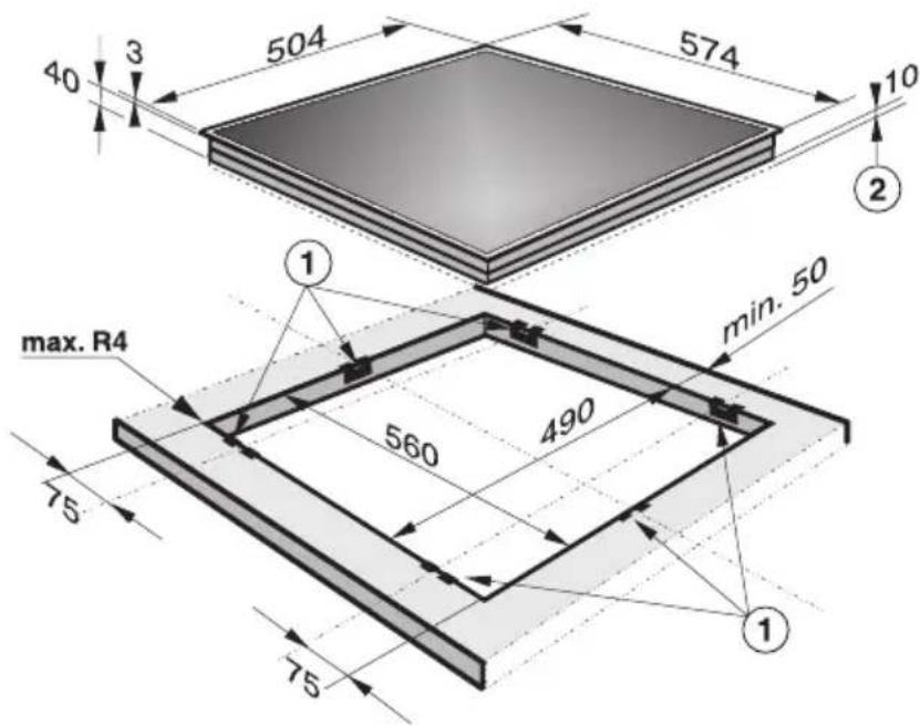 MIELE KM 229 - Gerätemaße und Arbeitsplattenausschnitt - 1
