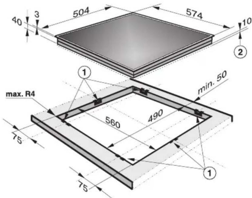 MIELE KM 228 - Gerätemaße und Arbeitsplattenausschnitt - 1