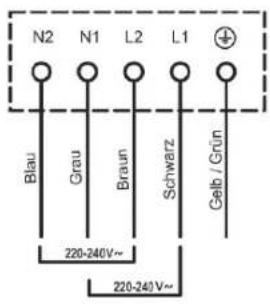 N2 N1 L2 L1 Blau Grau Braun Schwarz Gelb / Grün 220-240V~ 220-240V~