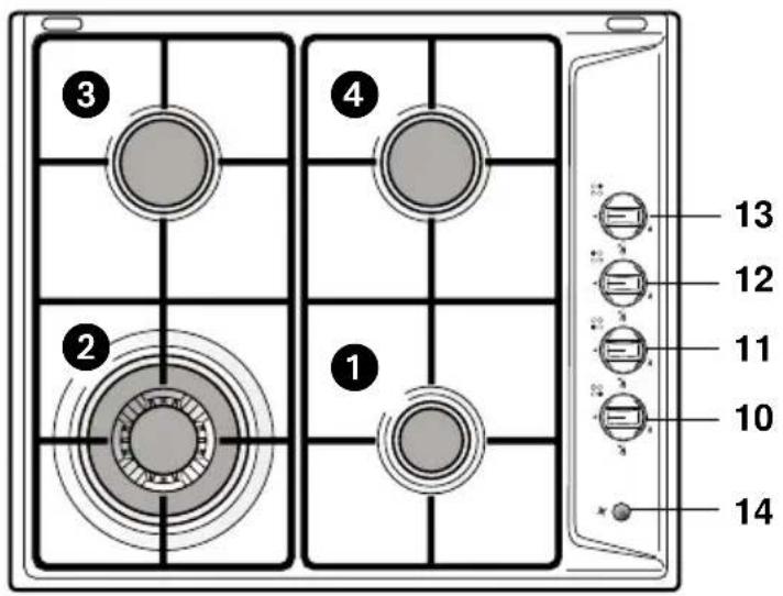 M-SYSTEM MGK 604 - ■ 4 GAS COOKING HOB with tiple ring burner ■ - with or without safety device - - 1