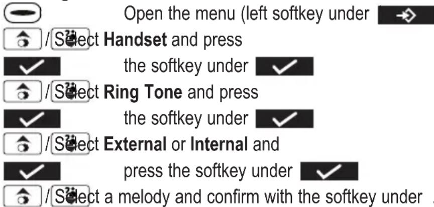 AUDIOLINE Matrix 400 - Setting the ringer for the handset - 1