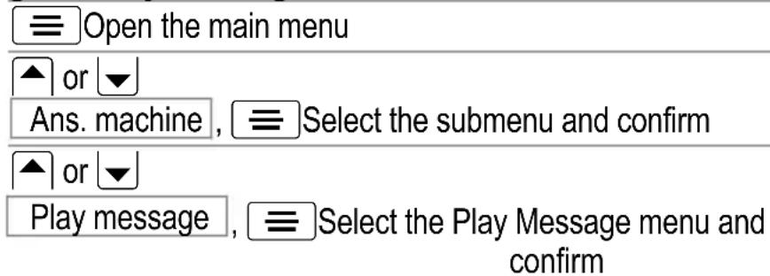 AUDIOLINE Euro 380 - Opening the Play Message menu - 1