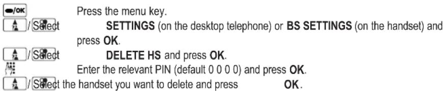 AUDIOLINE Tel 382 Combo Big - Deleting a handset - 1