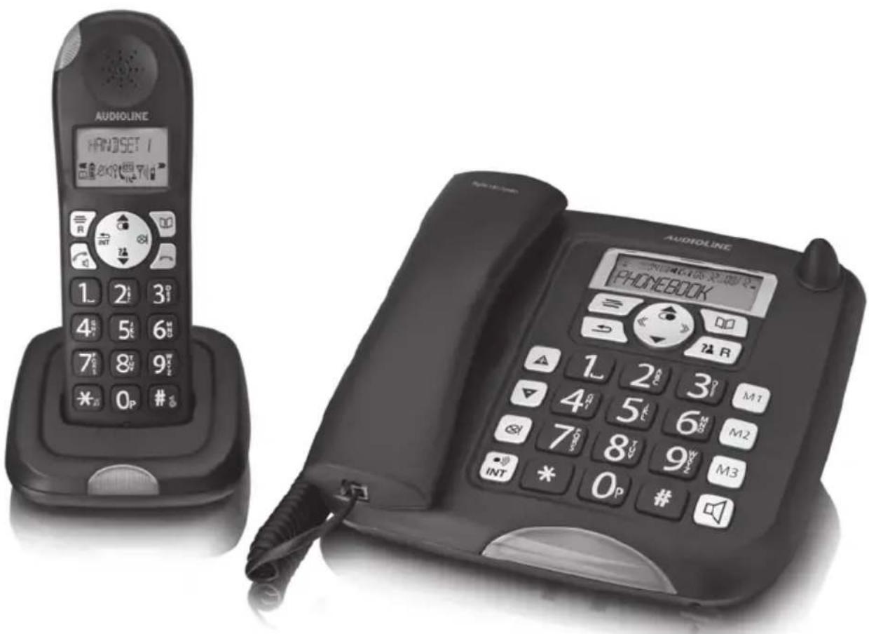 AUDIOLINE BigTel 130 Combo - Komfort-Tischtelefon mit schnurlosem DECT-/GAP-Mobilteil - 1