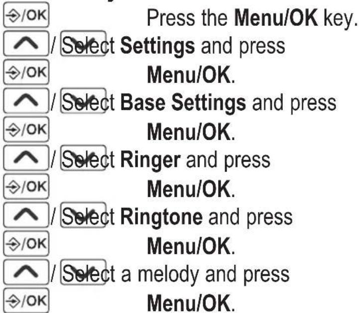AUDIOLINE BigTel 128 DECT CAP - Setting the melody for the base station - 1