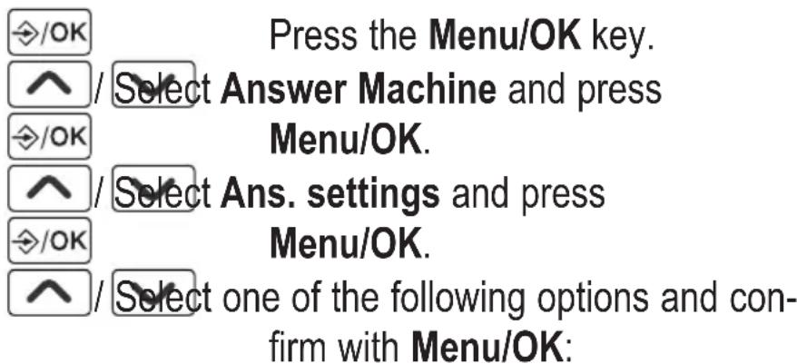 AUDIOLINE BigTel 128 DECT CAP - Setting the answering machine - 1