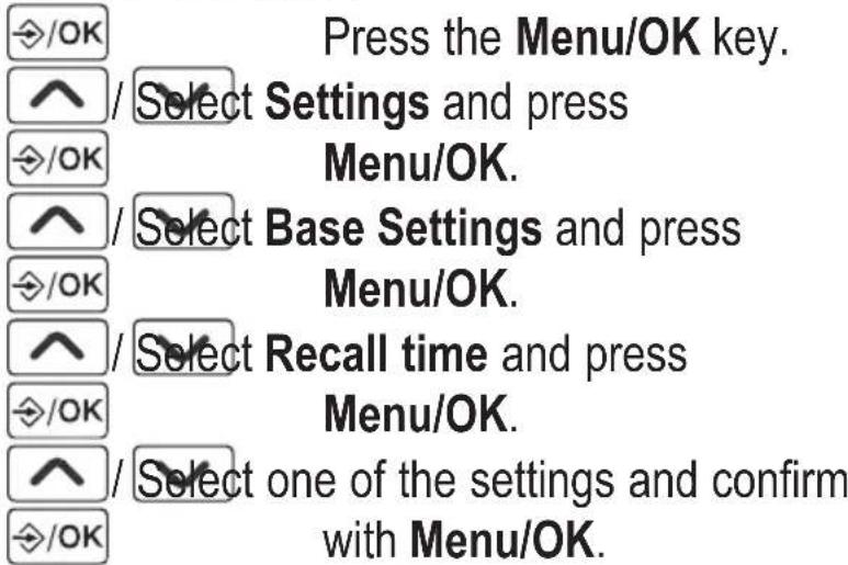 AUDIOLINE BigTel 128 DECT CAP - Setting the Recall Time - 1