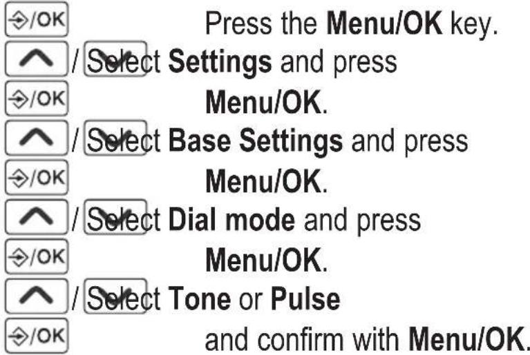 AUDIOLINE BigTel 118 - Setting the Dial mode - 1
