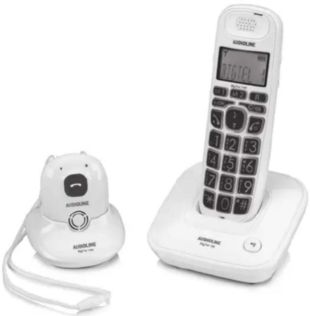 AUDIOLINE BigTel 165 - Schnurloses DECT-/GAP-Telefon mit Freisprech-Anhänger Cordless DECT/GAP telephone with pendant - 1