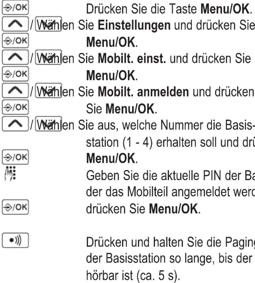 AUDIOLINE BigTel 110 - Weiteres Mobilteil des gleichen Typs anmelden - 1