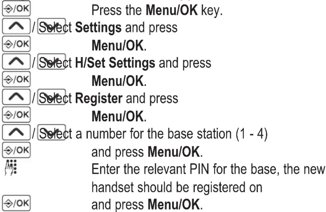 AUDIOLINE BigTel 110 - Registering a handset of the same type - 1