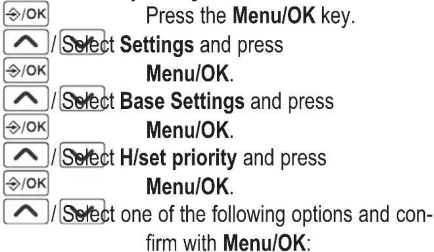 AUDIOLINE BigTel 110 - Setting the handset priority - 1