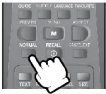 GUIDE SUBMIT E LANGUAGE FAVOURITE PREV PR M=NU ASPECT M NORMAL RECALL CANCEL/EXIT TEXT SIZE