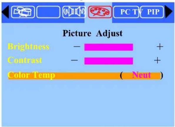 Tatung V22XXPR - Adjusting the Picture Adjust Settings: - 3