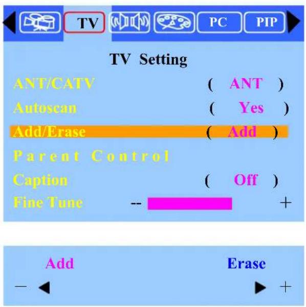 Tatung V22XXPR - Adding and Erasing Channels (Manual Method) - 2