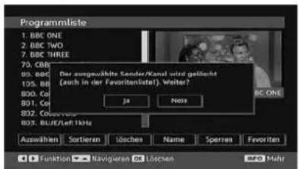 DUAL DTFT 26-5 - Löschen von Kanälen in der Kanalliste - 1