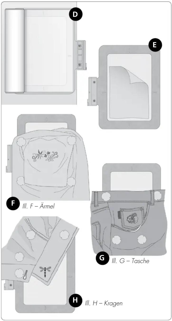 D E F III. F - Ärmel G III. G - Tasche H III. H - Kragen