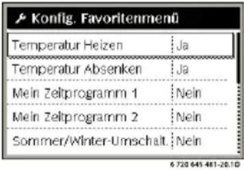 Junkers CW 400 - Favoritenfunktionen - 1