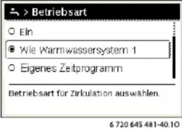 Junkers CW 800 - Einstellungen für die Warmwasserzirkulation - 1