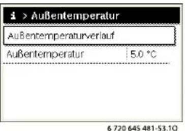 Junkers CW 800 - Menüpunkt: Außentemperatur - 1