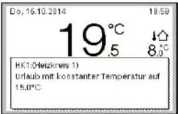 Do, 16.10.2014 19.5°C HK1(Heizkreis 1) Urlaub mit konstanter Temperatur auf 15.0°C