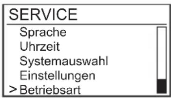 BUDERUS Logamatic SC40 - Menü: Service > Betriebsart - 1
