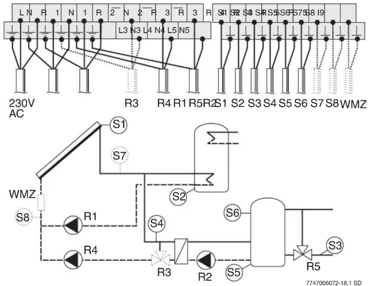BUDERUS Logamatic SC40 - Hydraulik H9 - Heizungsunterstützung mit 2 Speichern, externem Wärmetauscher und 2 Pumpen - 1