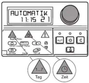 BUDERUS Logamatic 2107 M - Wochentag und Uhrzeit einstellen - 1
