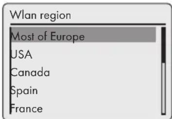 Wlan region Most of Europe USA Canada Spain France