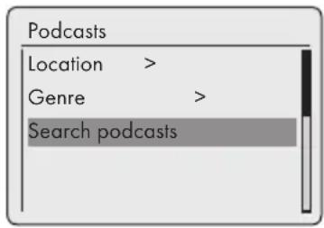 Podcasts Location > Genre > Search podcasts