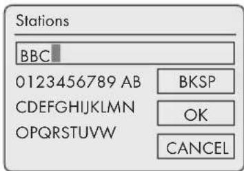 Stations BBC 0123456789 AB CDEFGHIJKLMN OPQRSTUVW BKSP OK CANCEL