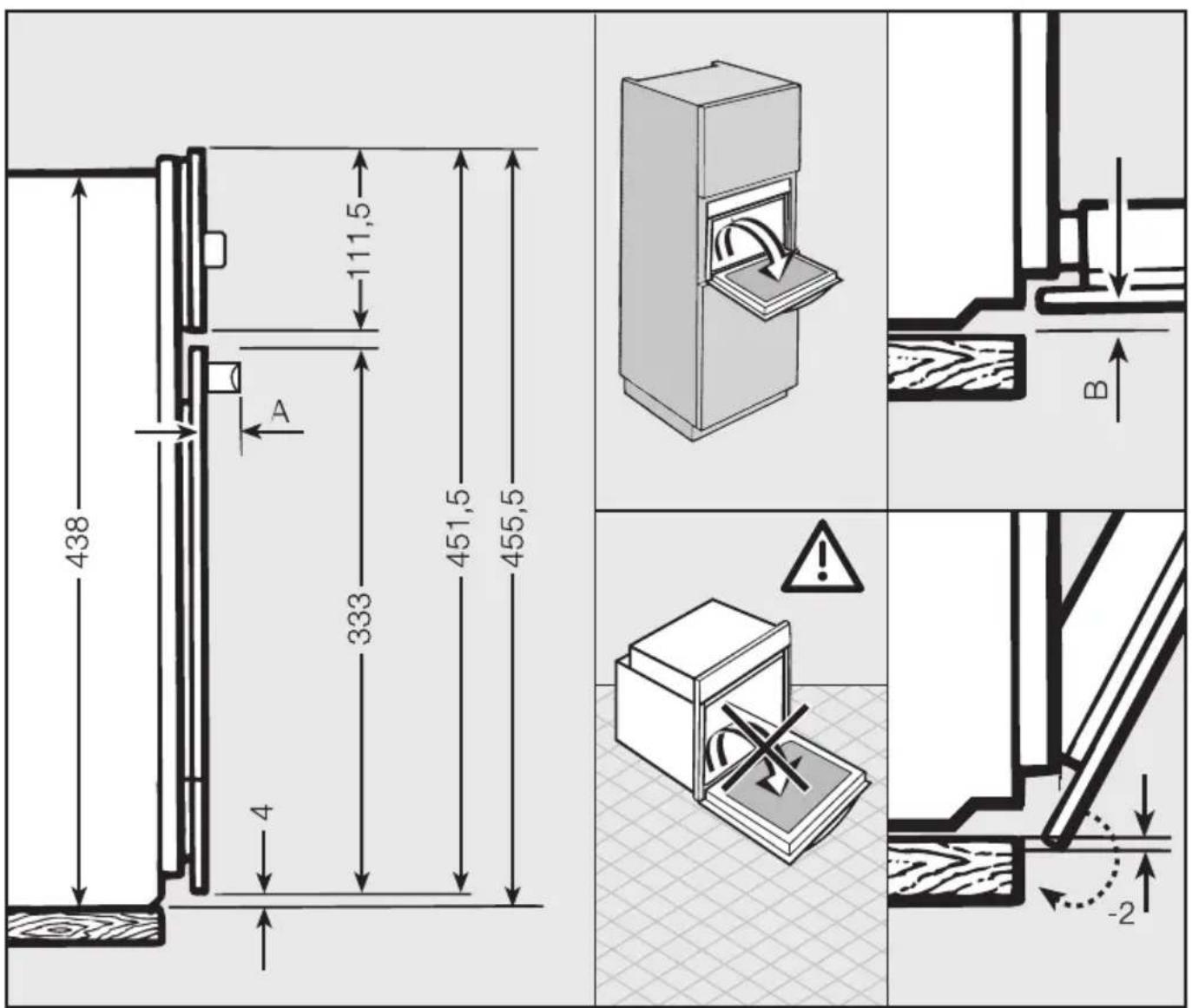 MIELE H6600BP - Detailmasse der Backofenfront - 1