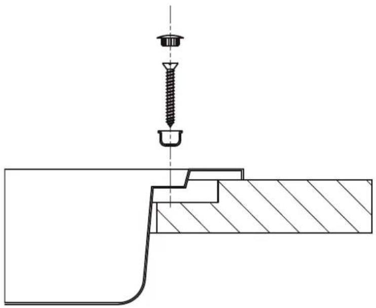 Technical drawing of a mechanical assembly with a screw and pin, showing cross-section and hatching (no text or symbols)