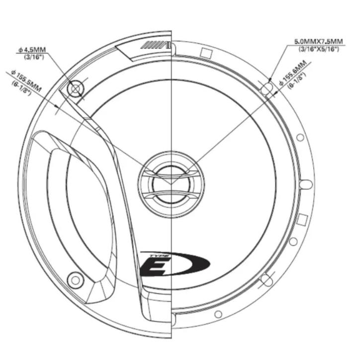 φ4.5MM (3/16") φ155.5MM (6-1/8") 5.0MMX7.5MM (3/16"X5/16") φ155.8MM (6-1/8") E