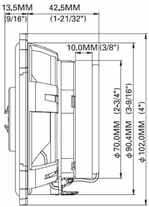 13.5MM 42.5MM (9/16") (1-21/32") 10.0MM (3/8") φ70.0MM (2-3/4") φ90.4MM (3-9/16") (4") φ102.0MM