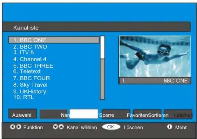 MEDION MD20031 - Löschen von Kanälen in der Kanalliste - 1