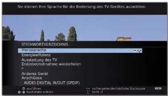 LOEWE Connect 32 3D - Stichwortverzeichnisaufrufen - 2
