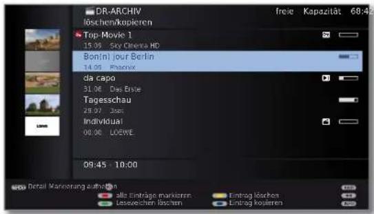 LOEWE Connect 32 3D - Aufnahme aus dem Archiv löschen - 3