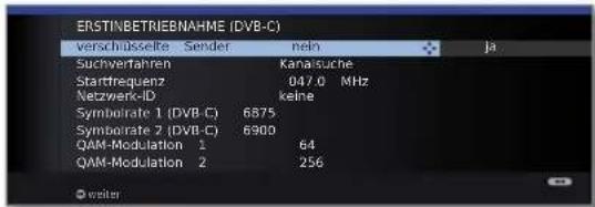 LOEWE Connect 32 3D - Einstellmöglichkeiten für den DVB-C-Empfang: - 1