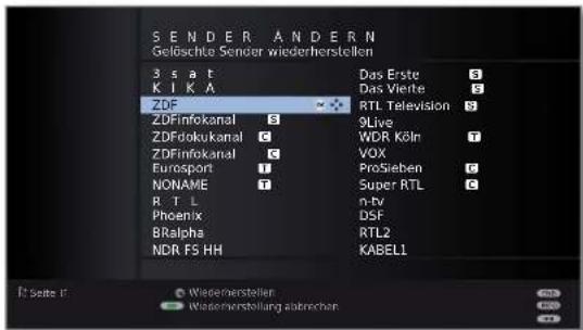 LOEWE Connect 32 3D - Grüne Taste: Leitet Sender wiederherstellen ein. - 1