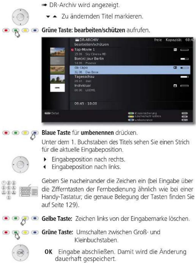 LOEWE Connect 32 3D - Titel der Archiv-Aufnahme ändern - 1