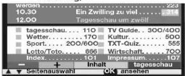 LOEWE Aventos 3972 ZP - Weitere Funktionen für die Seitenwahl Darstellungen der Teletext-Seiten - 2