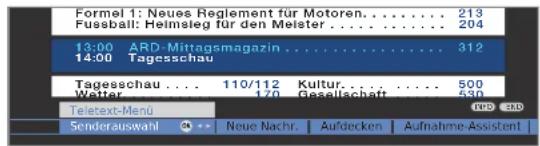 LOEWE ART 32 SL - Teletext-Menü starten - 2
