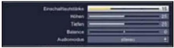 Einschaftsaufstårke Höhen Tiefen Balance Audiomodus atmosz