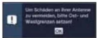 Um Schäden an Ihrer Antiemre zu verweiden, bitte Ost- und Westgrenzan setzen!