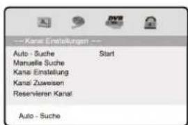 --- Kanai Einstellungen --- Auto - Suche Manuelle Suche Kana Einstellung Kana Zuweisen Reservieren Kanai Auto - Suche